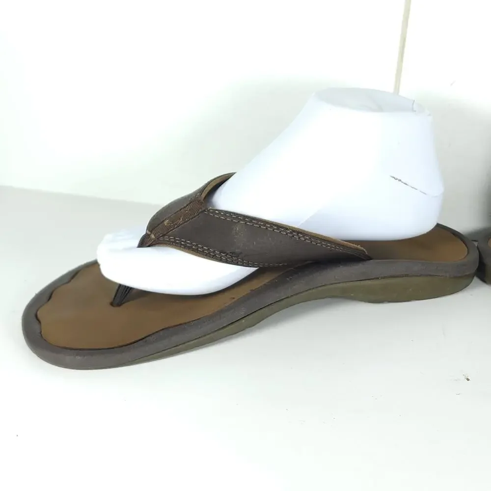 Olukai Men's Ohana US10 Brown Slip On Flat Thong Sandals